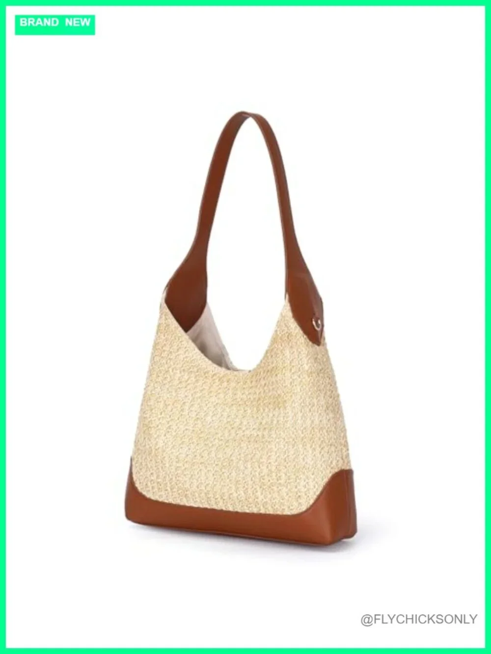 Handwoven Straw Hobo Shoulder Tote Bag with Magnetic Closure